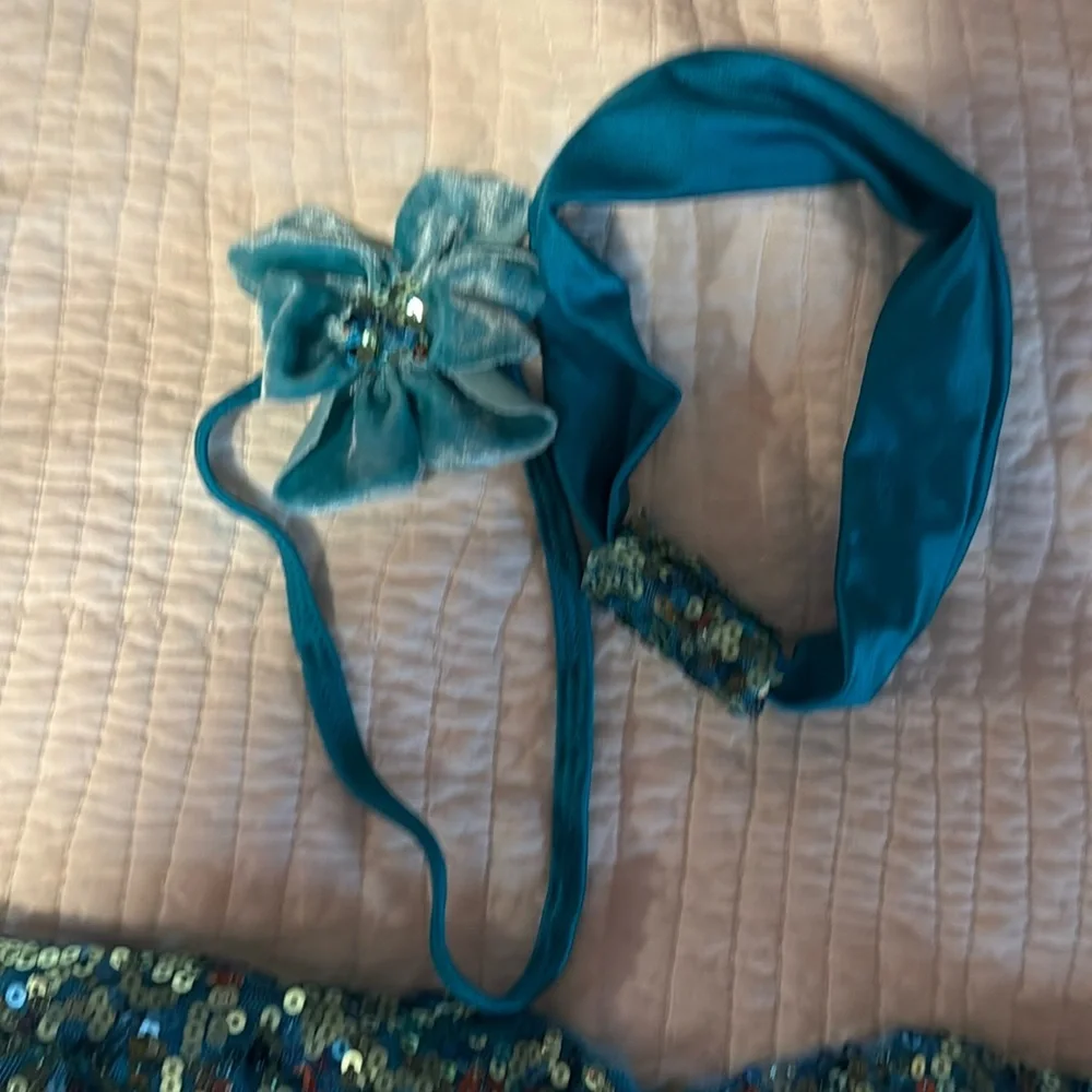 balera Teal Sequin Dance Costume Set girls